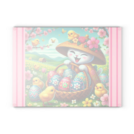 Geisha Kitten’s Easter Delight Glass Cutting Board