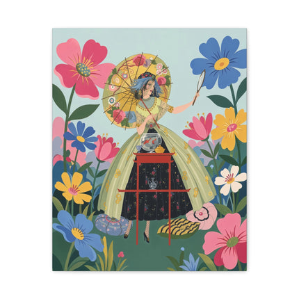 🌸🪞 The Floral Parasol Reflection Placemat – Art Deco Garden Fantasy
