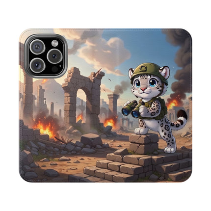 🐆🔭 The Snow Leopard Lookout Flip Case – Adventure, Curiosity & Fearless Style