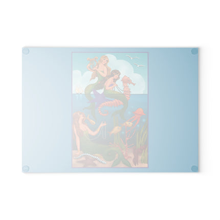 Three Mermaids with Strings of Pearls by Carlo Chiostri Glass Cutting Board