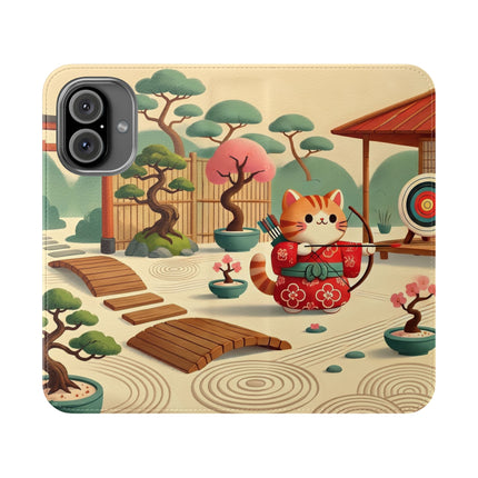 🏹🌸 Archer Kitten in the Zen Garden Flip Case – Focus, Whimsy & Zen Balance