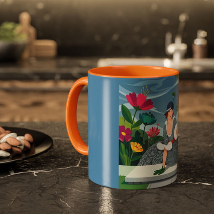 The Lady Of The Secret Garden Colorful Mugs – Art Deco Botanical Elegance