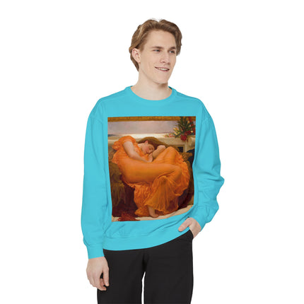 Flaming June by Frederic Leighton Unisex Garment-Dyed Sweatshirt