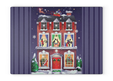 A Christmas Eve Celebration Glass Cutting Board