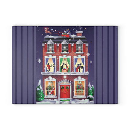 A Christmas Eve Celebration Glass Cutting Board
