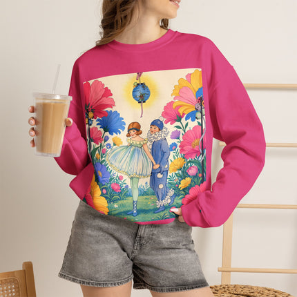 🌸🏮 The Lantern Garden Stroll Crewneck Sweatshirt – Art Deco Floral Whimsy