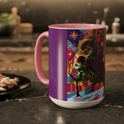 🎄✨ Christmas Among The Twinkling Trees Colorful Mug – Art Deco Holiday Fantasy