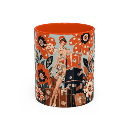 🧳🌼 The Grand Floral Voyage Colorful Mug – Art Deco Travel Elegance