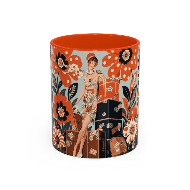 🧳🌼 The Grand Floral Voyage Colorful Mug – Art Deco Travel Elegance
