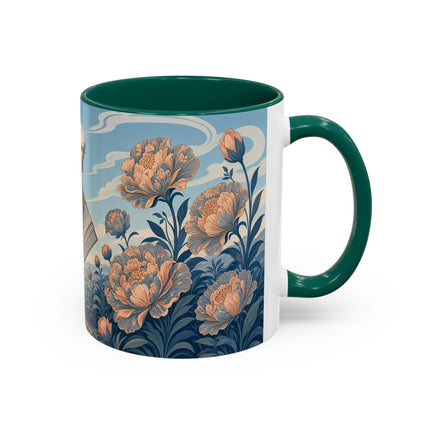 ☔🌸 The Grand Floral Journey Colorful Mug – Art Deco Travel Elegance
