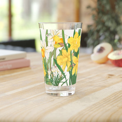 Daffodils by Tanigami Kônan Pint Glass – Spring Blooms & Japanese Woodblock Elegance