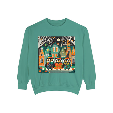 Night of the Trick-or-Treating Owlets Unisex Garment-Dyed Sweatshirt