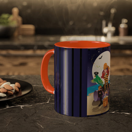 Moonlit Pirate Halloween Colorful Mugs, 11oz