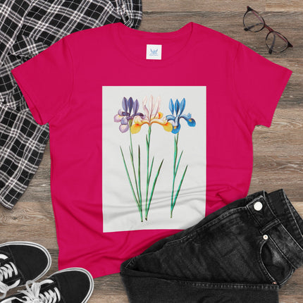 Women's Blue Iris Print Midweight Cotton Tee