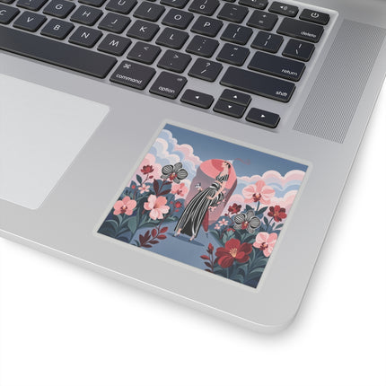 🌸🖤 The Striped Orchid Promenade Kiss-Cut Stickers – Art Deco Floral Fashion