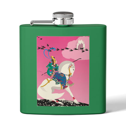 Samurai Princess on the White Steed Flask – Bold Fantasy & Elegant Adventure
