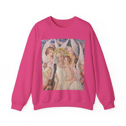 Madonna with Child Surrounded by Musical Angels by Gerda Wegener Heavy Blend™ Crewneck Sweatshirt