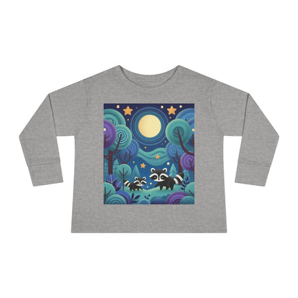 Enchanted Nighttime Raccoons Toddler Long Sleeve Tee