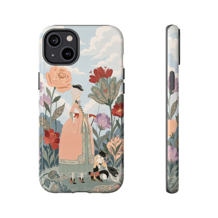 🌹🐈 The Lady And Puss In Boots Phone Case – Art Deco Floral Whimsy