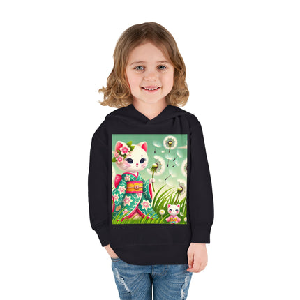 Geisha Kitten and the Dandelion Wish Toddler Pullover Fleece Hoodie