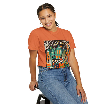 Night of the Trick-or-Treating Owlets Unisex Garment-Dyed T-shirt