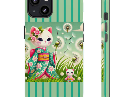 Geisha Kitten and the Dandelion Phone Cases