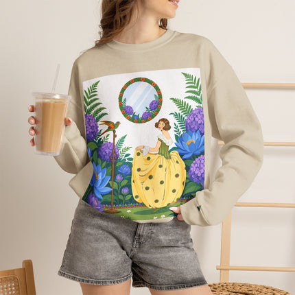🦜🪷 The Parrot Garden Reflection Crewneck Sweatshirt – Art Deco Fashion Whimsy