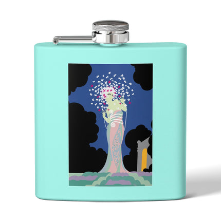 Butterfly Enchantress Stainless Steel Flask – Ethereal Art Deco Magic & Transformation