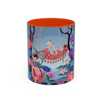 The Ladies Of The Enchanted Hammock Colorful Mugs – Art Deco Whimsical Garden Elegance