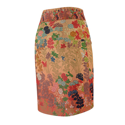 Japanese Fan Flower Pattern by G.A. Audsley Women's Pencil Skirt (AOP)