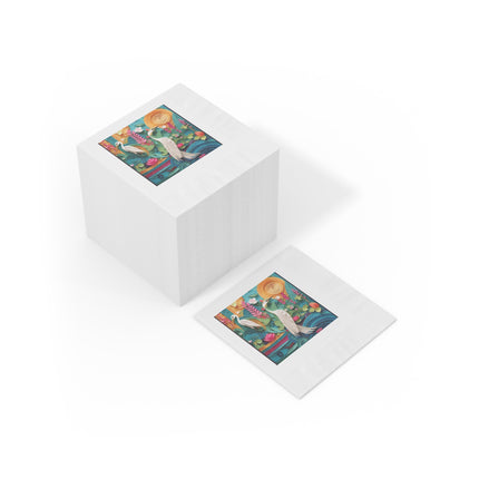 Elegant Egret Oasis White Coined Napkins