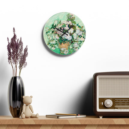 Roses by Vincent Van Gogh Acrylic Wall Clock, Round and Square