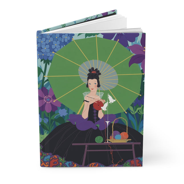 🧶🌺 The Lady Of The Garden Knitting Circle Hardcover Journal – Art Deco Floral Whimsy
