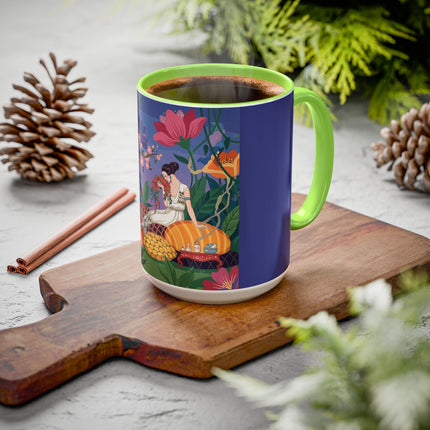 The Garden Of Quiet Reverie Colorful Mugs – Art Deco Botanical Serenity