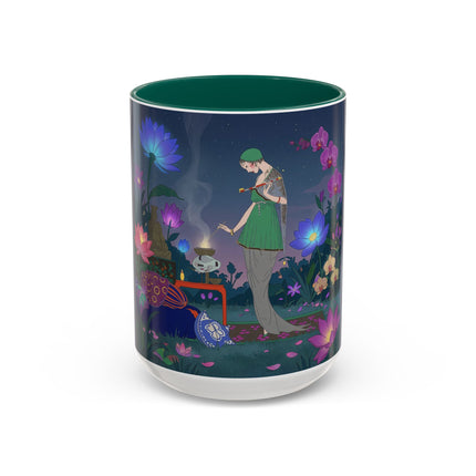Moonlit Incense Ceremony Colorful Mugs – Art Deco Meditation Garden