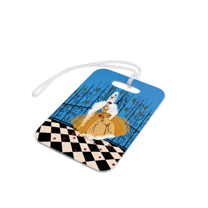 🎭🌹 The Lady At The Masquerade Gates Luggage Tag – Art Deco Fashion Illustration