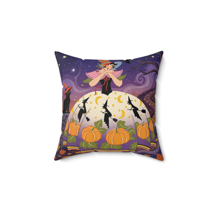 🎃🌙 The Pumpkin Moon Dress Square Pillow – Whimsical Halloween Fashion