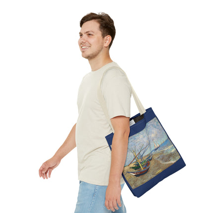 Fishing Boats on the Beach at Saintes-Maries by Vincent Van Gogh Tote Bag (AOP)
