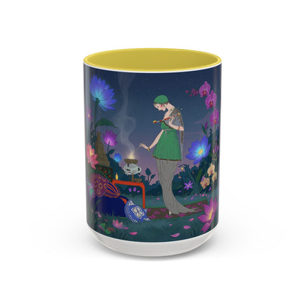 Moonlit Incense Ceremony Colorful Mugs – Art Deco Meditation Garden