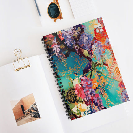Golden Wisteria Symphony Spiral Notebook - Ruled Line