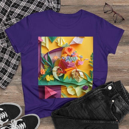 Origami Bicycle Women's Midweight Cotton Tee