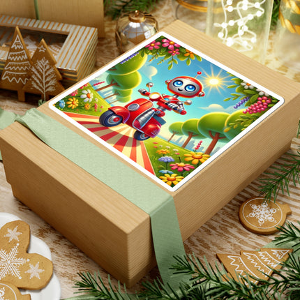🤖🌿 The Traveling Robot Kiss-Cut Sticker – Adventure, Curiosity & Playful Discovery
