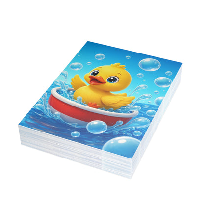 🦆⛵ The Little Duck’s Bubble Boat Greeting Card – Whimsical Animal Adventure