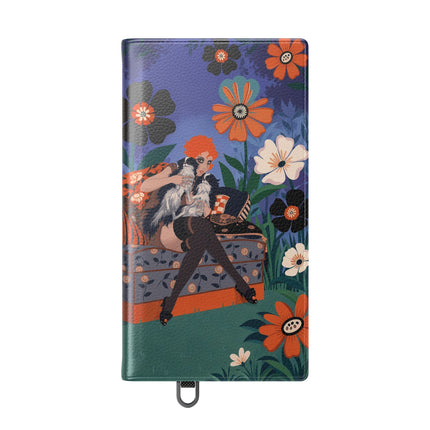 🌺🐈 The Lady Of The Midnight Garden Cat Flip Case – Art Deco Floral Fantasy
