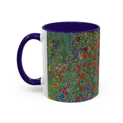 Farm Garden with Sunflowers by Gustav Klimt Colorful Mugs (11oz, 15oz)