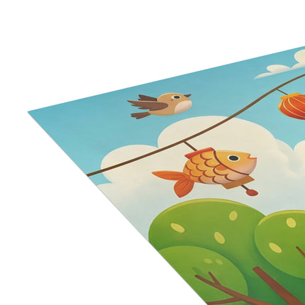🐉🚲 The Dragon Garden Bicycle Parade Greeting Card – Whimsical Animal Adventure
