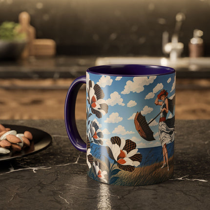 🌊🌼 The Windswept Seaside Promenade Colorful Mug – Art Deco Coastal Elegance