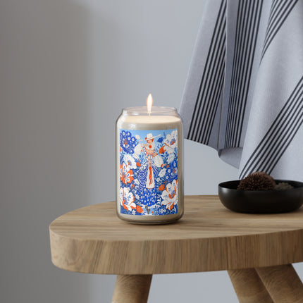 🌸💙 The Lady Of The Blue Blossom Garden Scented Soy Candle – Art Deco Floral Elegance