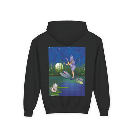 Fairy on a Dragonfly Youth Hooded Sweatshirt – Timeless Magic & Dreamlike Wonder