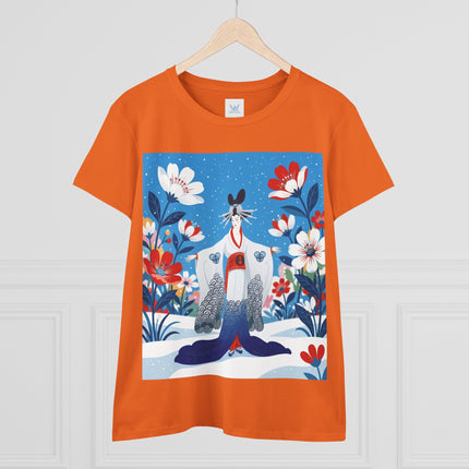 🌸❄️ The Winter Blossom Kimono Cotton Tee – Japanese-Inspired Floral Elegance